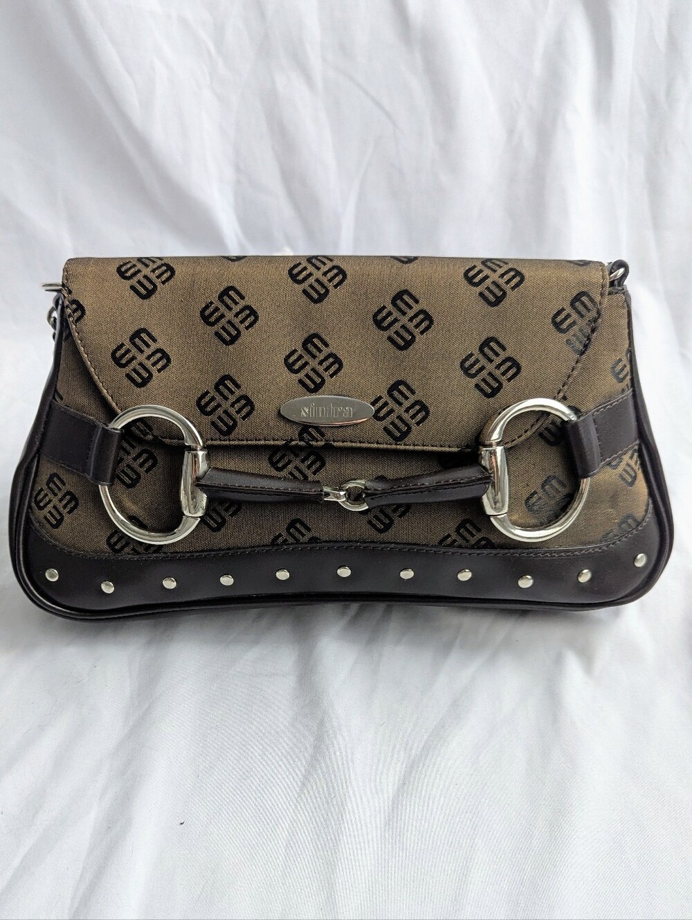 Eduardo Mourani Brown Monogram Shoulder Bag Y2K Baguette Purse